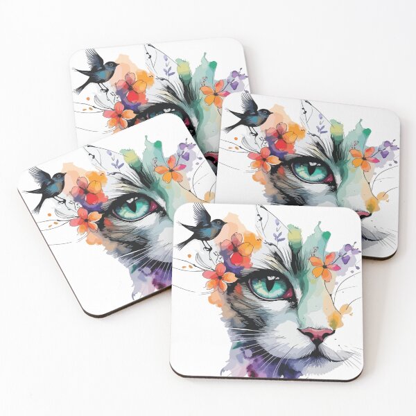 Item preview, Watercolor Floral Cat  designed and sold by daenarys123.