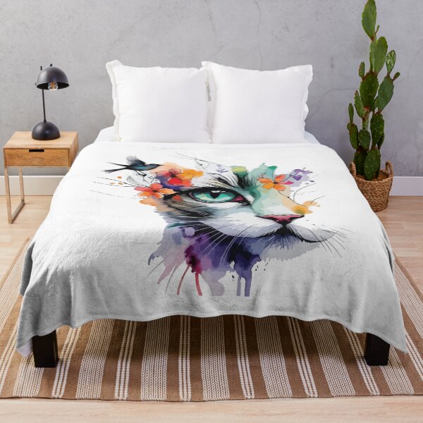Item preview, Watercolor Floral Cat designed and sold by daenarys123.