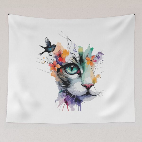 Item preview, Watercolor Floral Cat  designed and sold by daenarys123.