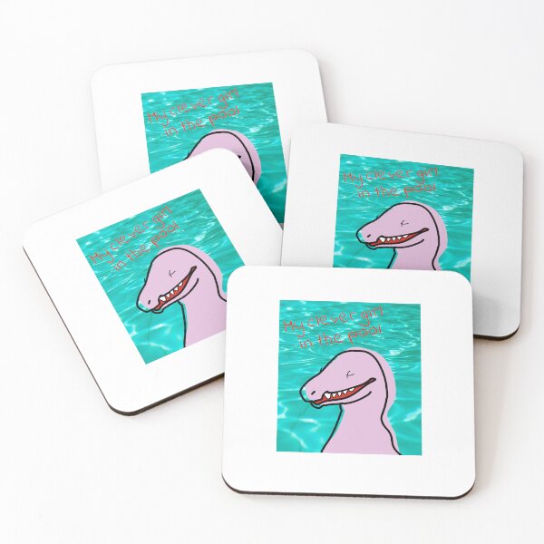 Item preview, Kawaii Clever Girl in the Pool Cute Pink Dinosaur designed and sold by JOCSTOCK.
