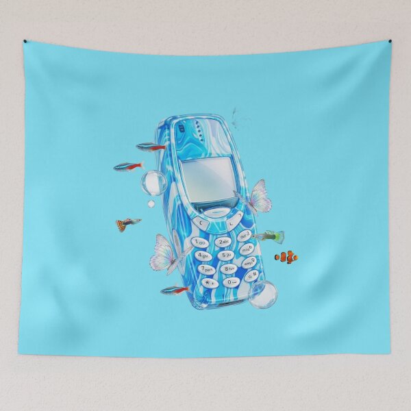 Item preview, Frutiger Aqua - Aero - 2000s telephone surrounded by fish and aquatic butterflies designed and sold by Pics'Elle Creations.