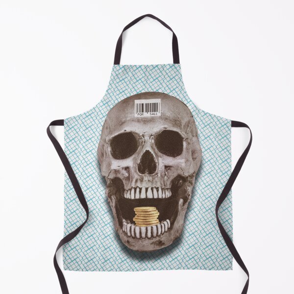Item preview, "For Sale Skull" – Glitch Aesthetic Capitalism Collage with Barcode & Gold Coins designed and sold by KerlZ.