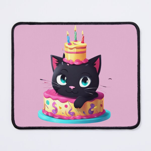 Item preview, Cute Black Cat Birthday Cake Surprise Whimsical Art designed and sold by UmSkelig834.
