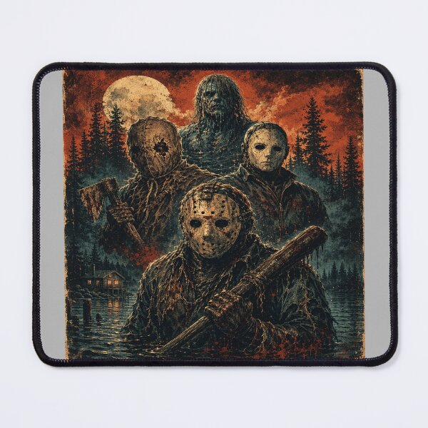 Item preview, Vintage Camp Slasher Quartet Retro Horror Poster designed and sold by POD DYNASTY.
