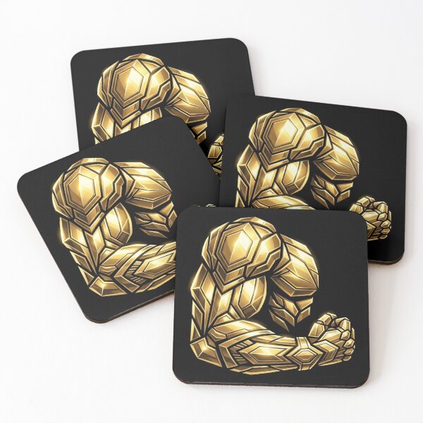 Item preview, Majestic Golden Armor Muscle Emoji Fitness Crest designed and sold by DuckOddity.