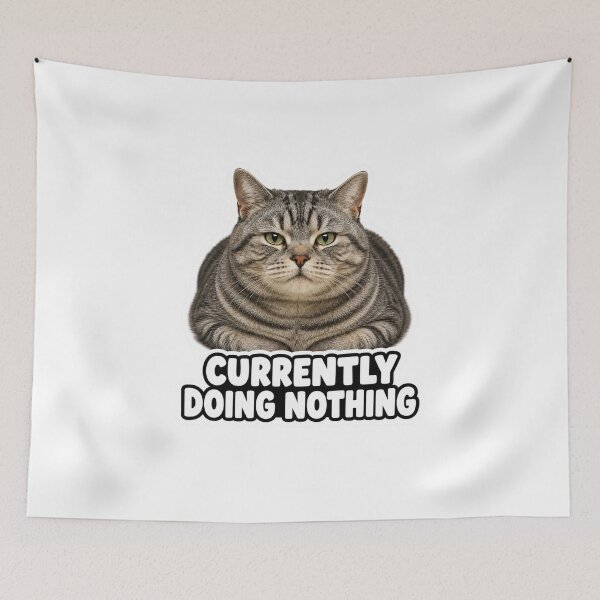Item preview, Currently Doing Nothing Funny Lazy Cat Meme designed and sold by MoodyMeows.