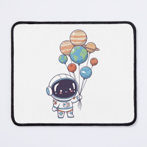 Item preview, Cute Chibi Astronaut Holding Solar System Planet Balloons designed and sold by M.Store.