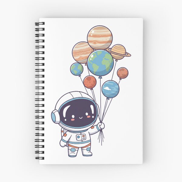 Item preview, Cute Chibi Astronaut Holding Solar System Planet Balloons designed and sold by M.Store.