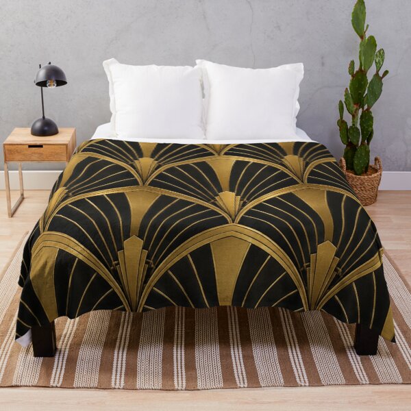 Item preview, Art Deco Gold and Black Geometric Fan Pattern designed and sold by Owcomm.