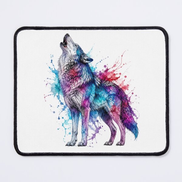 Item preview, Watercolor Howling Wolf designed and sold by syotos-ai.