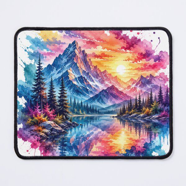 Item preview, Vivid Mountain Lake Sunset designed and sold by syotos-ai.