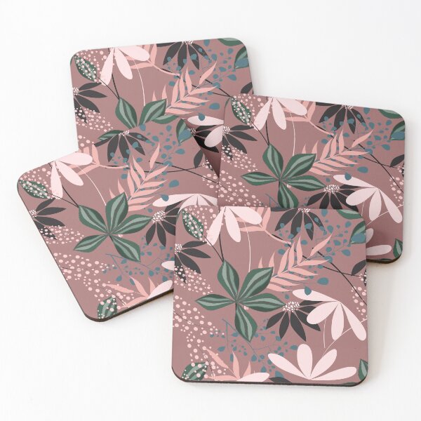 Item preview, Elegant Tropical Leaves & Flowers in Blush Pink | Modern Botanical Floral Pattern designed and sold by abdallatigle.