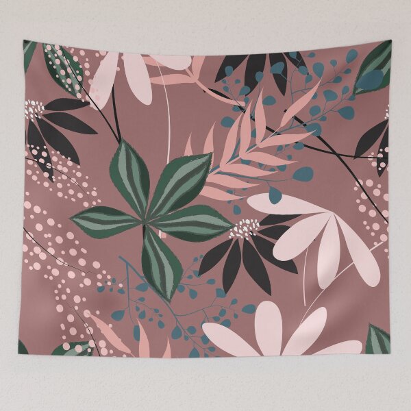 Item preview, Elegant Tropical Leaves & Flowers in Blush Pink | Modern Botanical Floral Pattern designed and sold by abdallatigle.