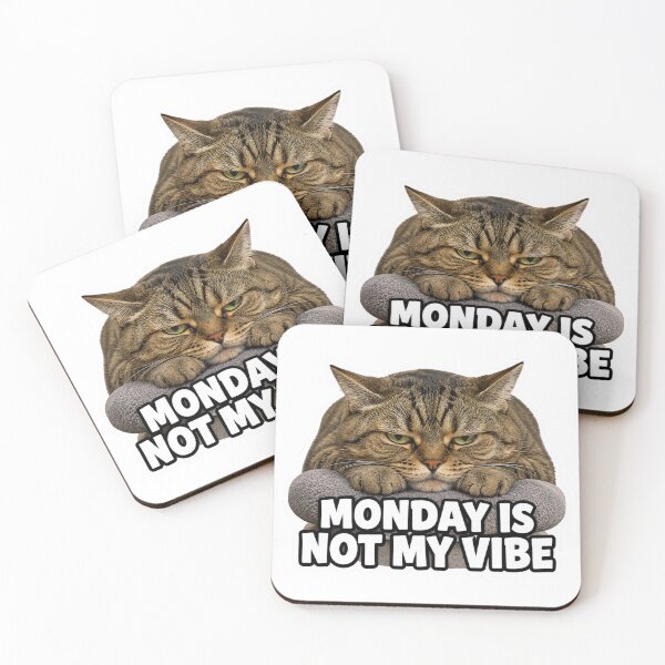 Item preview, Monday Is Not My Vibe Funny Grumpy Cat Meme designed and sold by MoodyMeows.