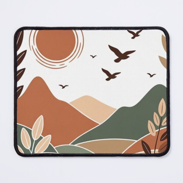 Item preview, Minimal Boho Mountain Landscape with Birds | Earth Tone Nature Illustration designed and sold by GalleryPeak.