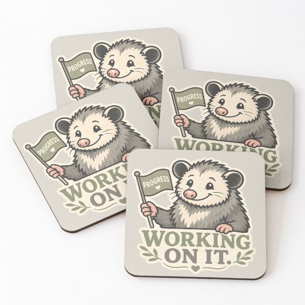 Item preview, Working On It Mental Wellness Possum Progress Flag Cute Motivational Quote Sticker Design designed and sold by  Artistry in Motion by MADsrecreation.