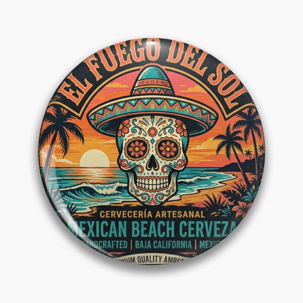 Item preview, El Fuego Del Sol Mexican Beach Cerveza Sticker designed and sold by We Got Sol.