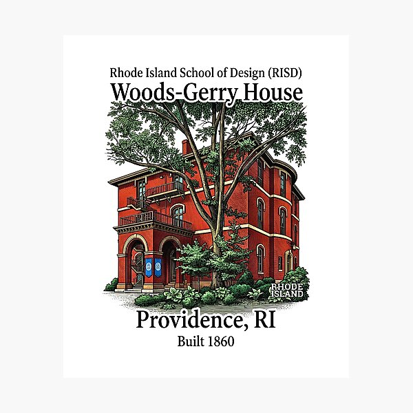 Item preview, Vintage Engraving Style Woods-Gerry House Providence RI designed and sold by EvergreenPark - Tee Studio.
