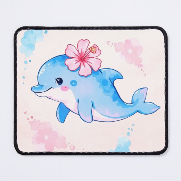 Item preview, Tropical Dolphin – Cute Kawaii Hibiscus Ocean Design designed and sold by DariaCraft.