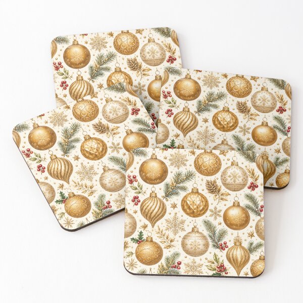 Item preview, Elegant Golden Christmas Ornaments Seamless Pattern designed and sold by Owcomm.
