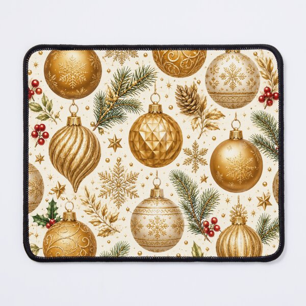 Item preview, Elegant Golden Christmas Ornaments Seamless Pattern designed and sold by Owcomm.