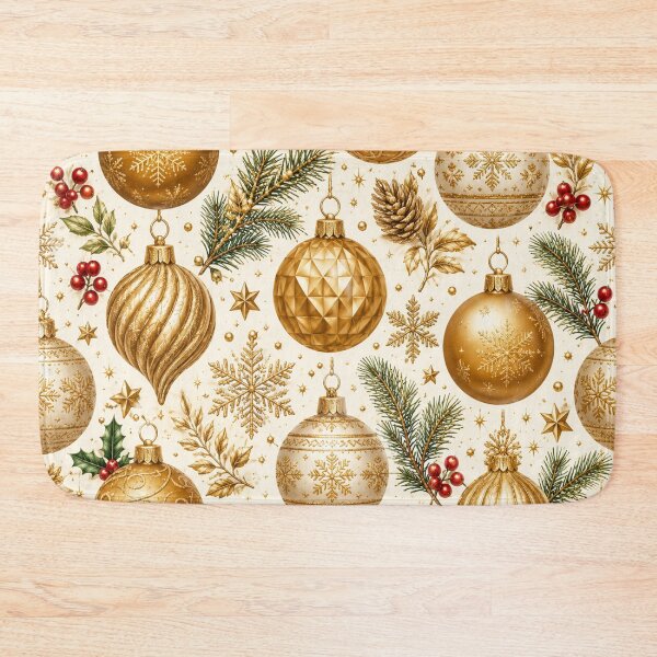 Item preview, Elegant Golden Christmas Ornaments Seamless Pattern designed and sold by Owcomm.