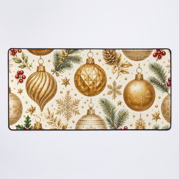 Item preview, Elegant Golden Christmas Ornaments Seamless Pattern designed and sold by Owcomm.