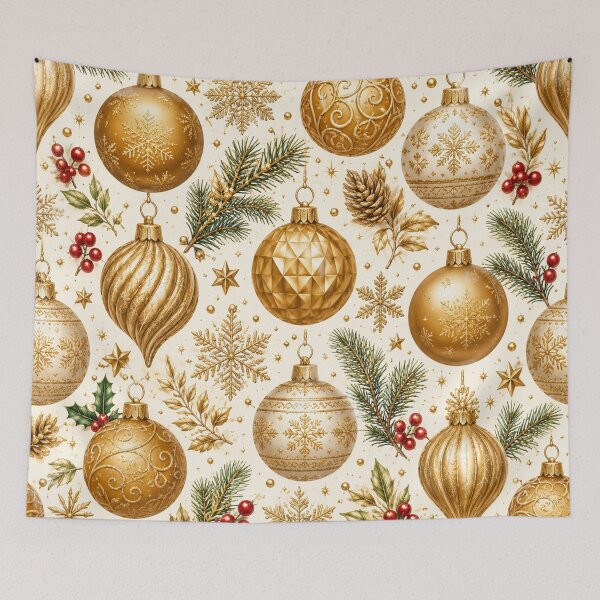 Item preview, Elegant Golden Christmas Ornaments Seamless Pattern designed and sold by Owcomm.