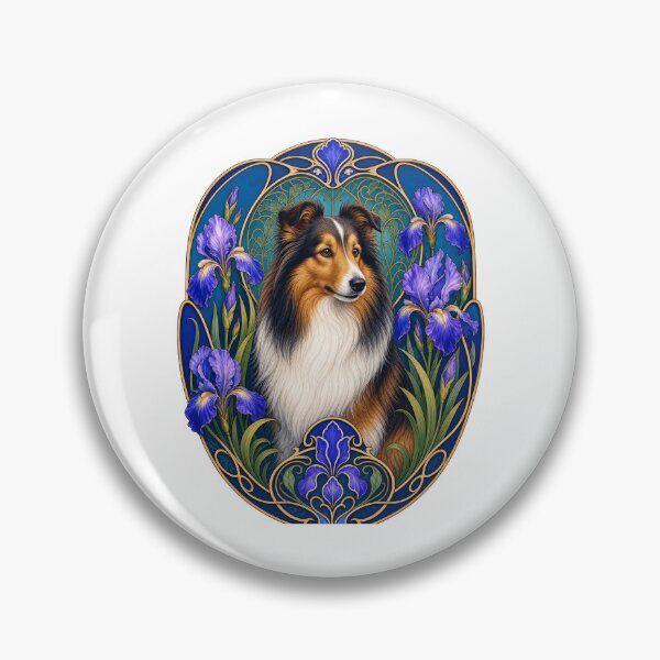 Item preview, Sheltie Dog Art Nouveau Iris Floral Design designed and sold by AntiqueImages.