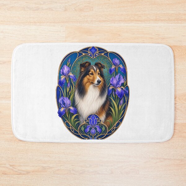 Item preview, Sheltie Dog Art Nouveau Iris Floral Design designed and sold by AntiqueImages.