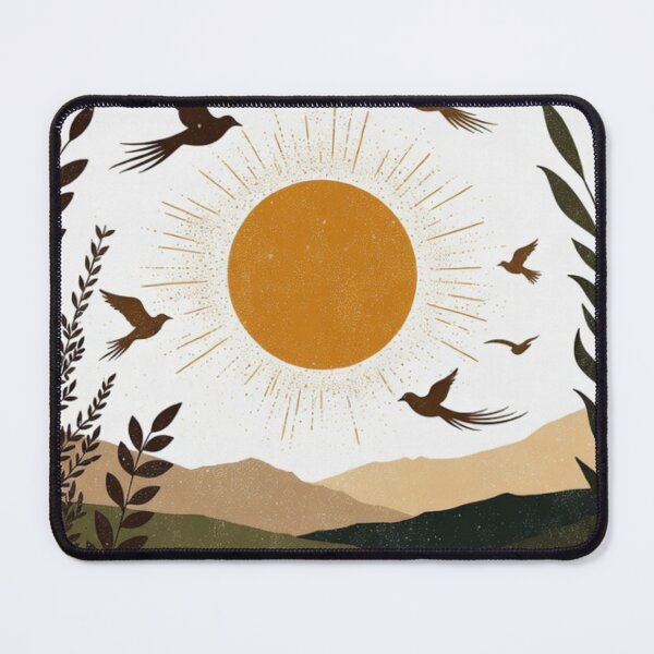 Item preview, Boho Sunset Landscape with Flying Birds | Rustic Earth Tone Nature Illustration designed and sold by GalleryPeak.