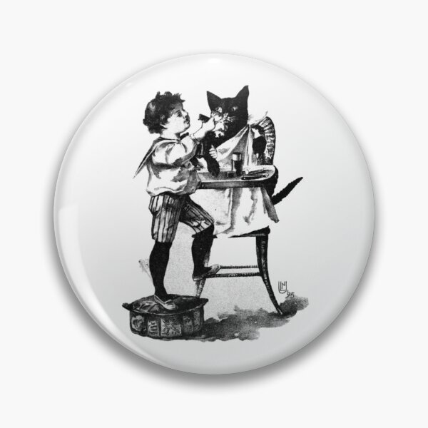 Item preview, Vintage Shaving Cat Illustration - Funny Victorian Boy and Black Cat designed and sold by Lilith.3x313 Vault.