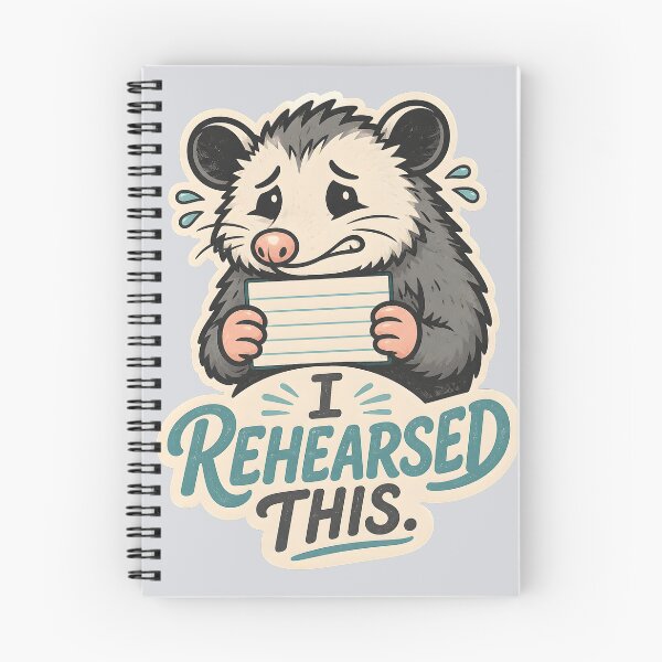 Item preview, I Rehearsed This Social Anxiety Possum Cue Card Funny Relatable Quote Sticker Design designed and sold by  Artistry in Motion by MADsrecreation.