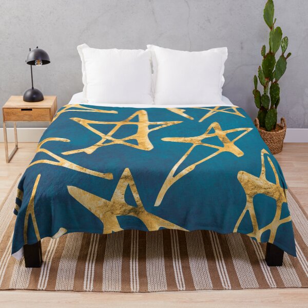 Item preview, Golden Hand Drawn Big Stars On Blue Moon-Hues designed and sold by DEC02.