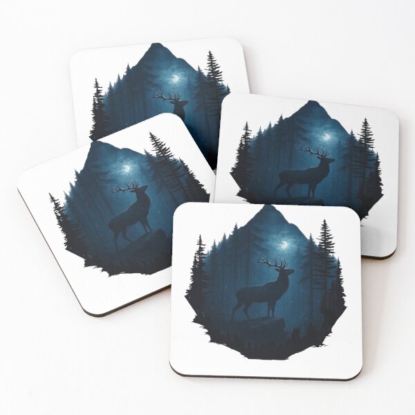 Item preview, Stag Dark Forest Blue Night designed and sold by ZAGGARO.