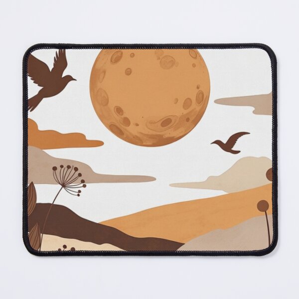 Item preview, Boho Moon Landscape with Flying Birds | Neutral Earth Tone Nature Illustration designed and sold by GalleryPeak.
