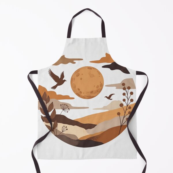 Item preview, Boho Moon Landscape with Flying Birds | Neutral Earth Tone Nature Illustration designed and sold by GalleryPeak.