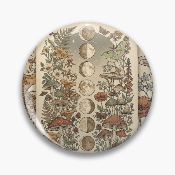 Item preview, Cottagecore Moon Phase Mushroom Art Print — Botanical Witchy Wall Decor designed and sold by Seifinty .