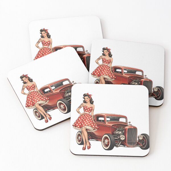Item preview, Hot Rod Pin-Up Girl | Classic Car Rockabilly Design designed and sold by Ivory Code.