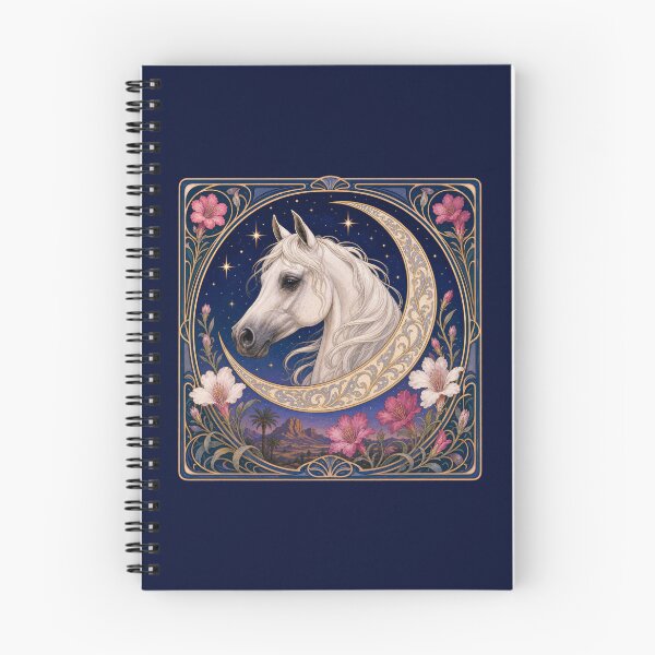 Item preview, Mystical White Arabian Horse Crescent Moon Art Nouveau designed and sold by AntiqueImages.