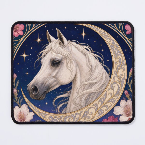Item preview, Mystical White Arabian Horse Crescent Moon Art Nouveau designed and sold by AntiqueImages.