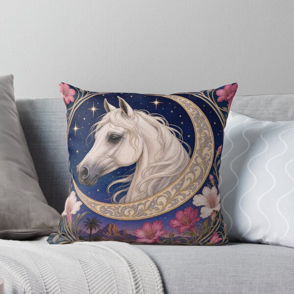 Item preview, Mystical White Arabian Horse Crescent Moon Art Nouveau designed and sold by AntiqueImages.