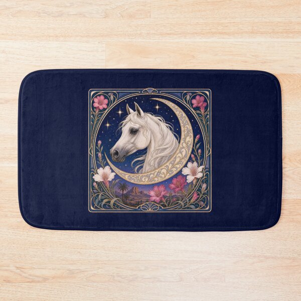 Item preview, Mystical White Arabian Horse Crescent Moon Art Nouveau designed and sold by AntiqueImages.