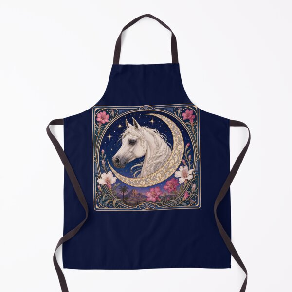 Item preview, Mystical White Arabian Horse Crescent Moon Art Nouveau designed and sold by AntiqueImages.