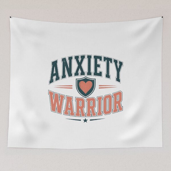 Item preview, Anxiety Warrior varsity shield strong mental health advocacy gift designed and sold by language-des.