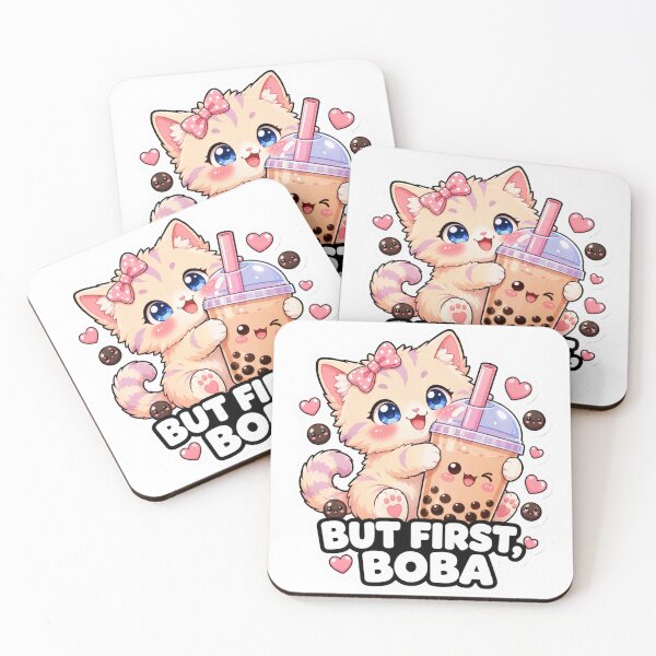 Item preview, But First Boba Cute Kawaii Cat Bubble Tea designed and sold by MoodyMeows.