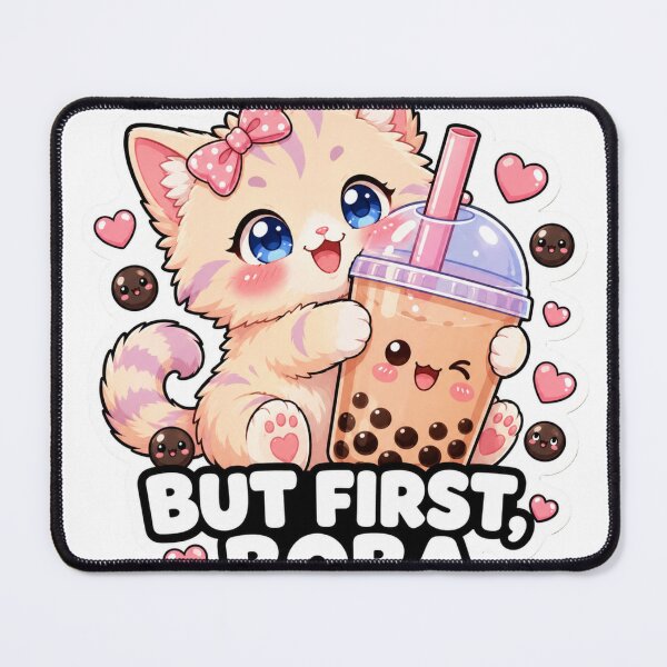 Item preview, But First Boba Cute Kawaii Cat Bubble Tea designed and sold by MoodyMeows.