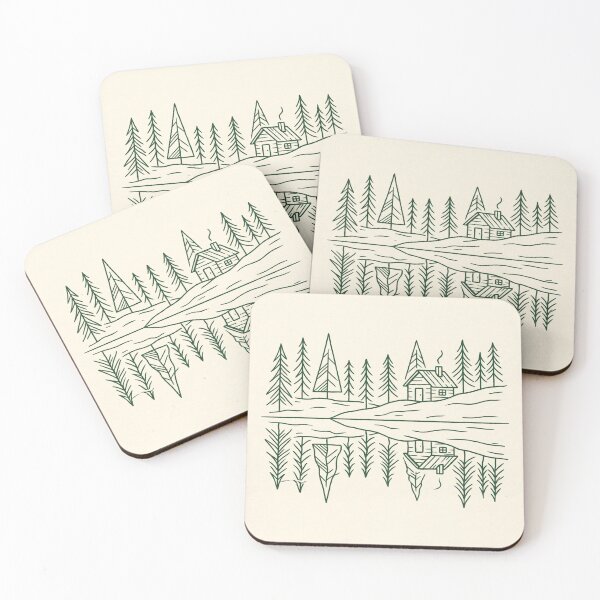 Item preview, Minimalist Cabin Reflection Shirt | Pine Trees Lake Reflection Line Art designed and sold by DmaarGroup.
