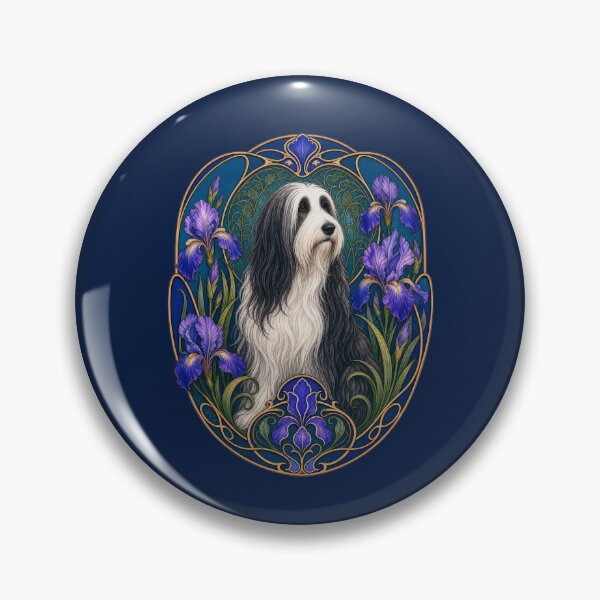 Item preview, Bearded Collie Dog Art Nouveau Iris Design designed and sold by AntiqueImages.