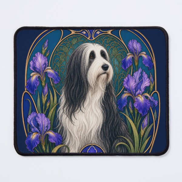 Item preview, Bearded Collie Dog Art Nouveau Iris Design designed and sold by AntiqueImages.